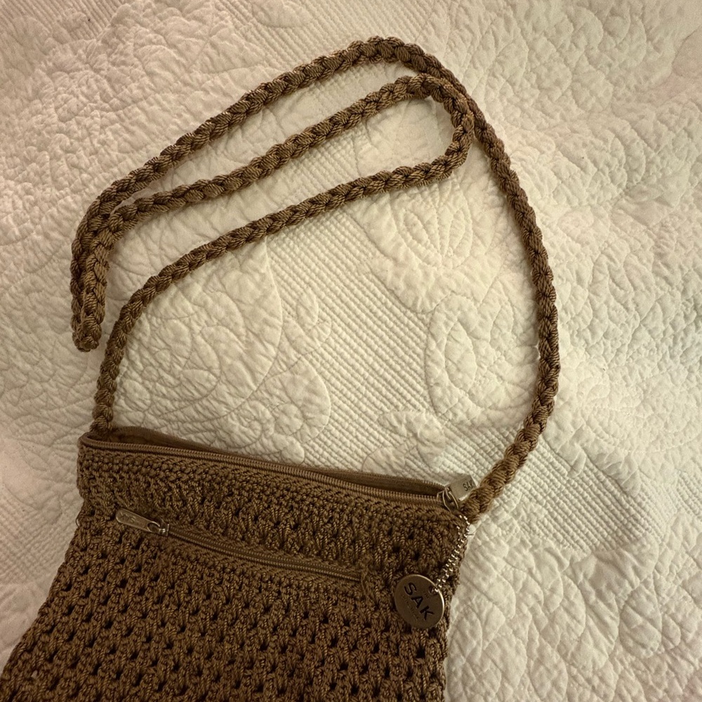 The Sak Brown Crochet Crossbody Bag Y2K Vintage - Picture 3 of 5